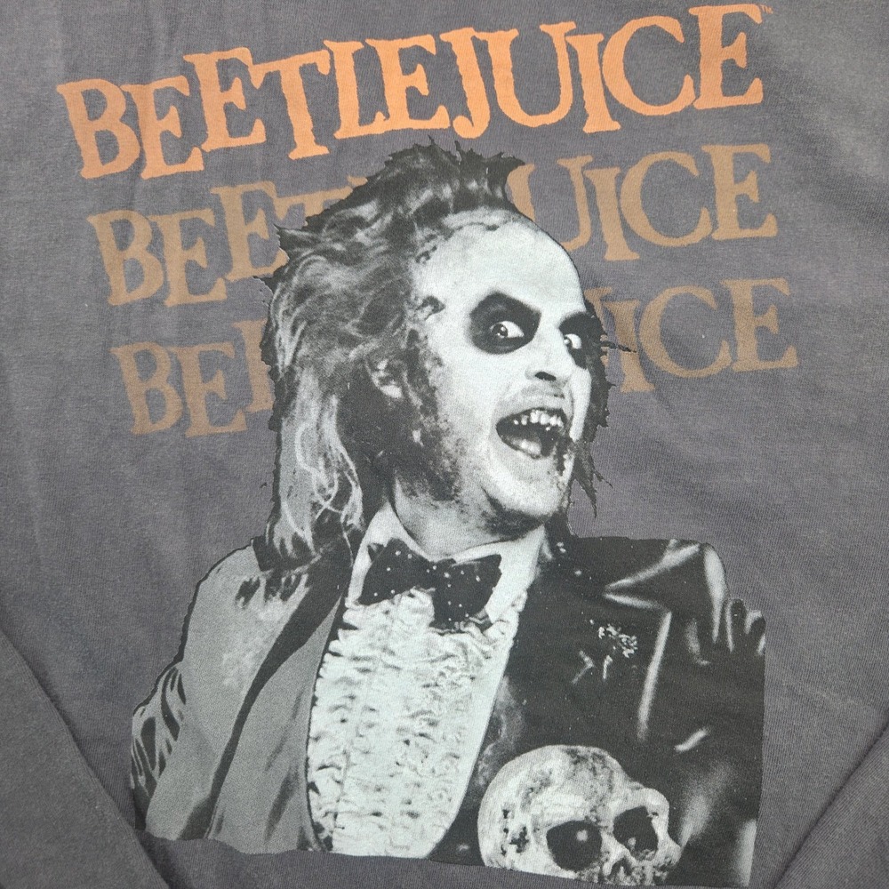 American Eagle‎ Beetlejuice Long Sleeve Graphic Tee Grey Mens Large Movie Shirt